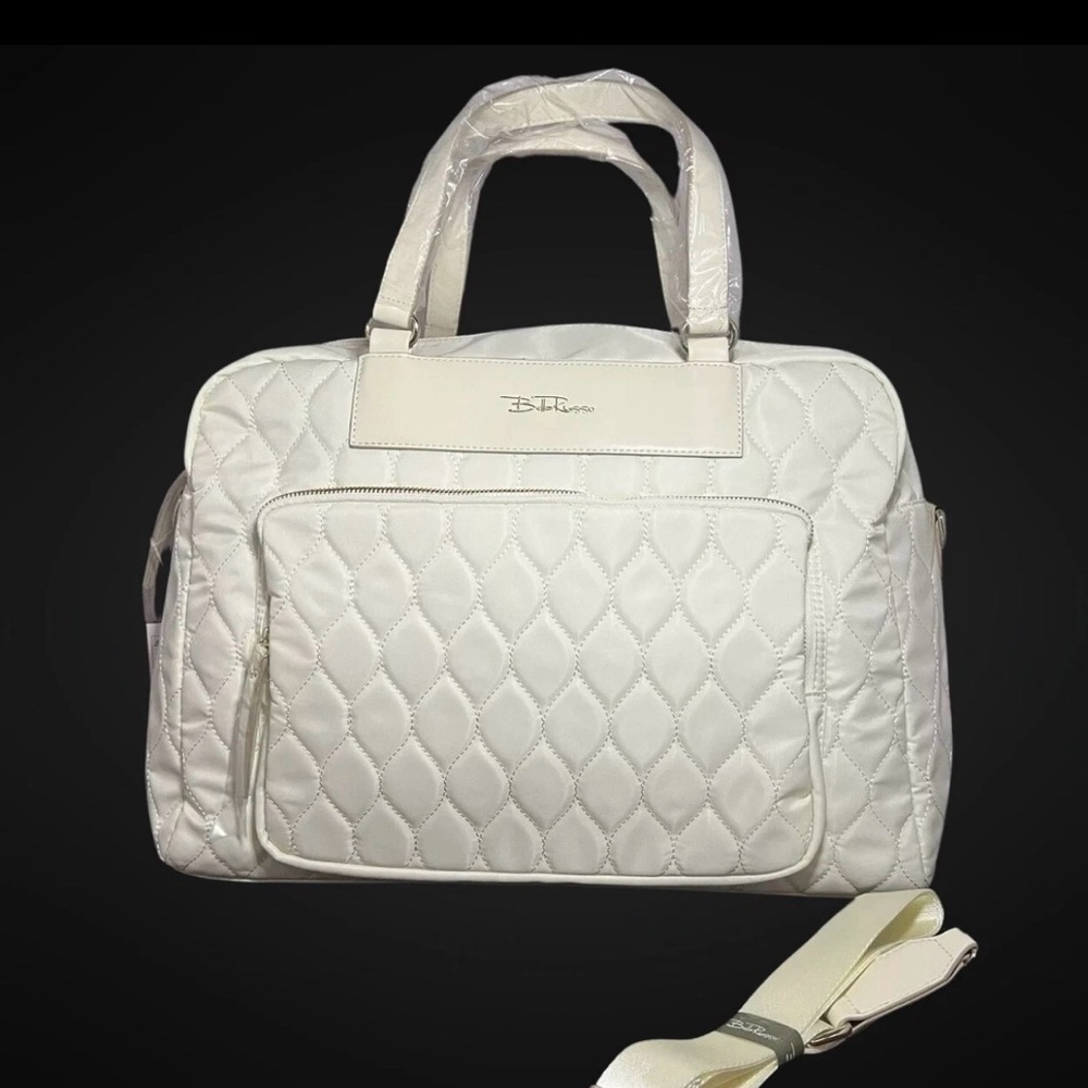 Bella Russo Cream Quilted Weekender Duffle Bag NWT